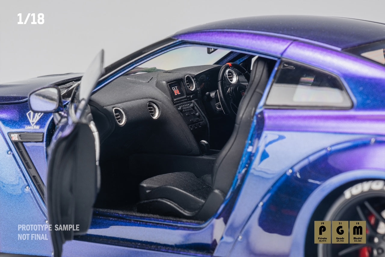 peako 1/18 PGM LBWK Nissan GTR R35 Chameleon Fully Opened Diecast trunk scale model interioir