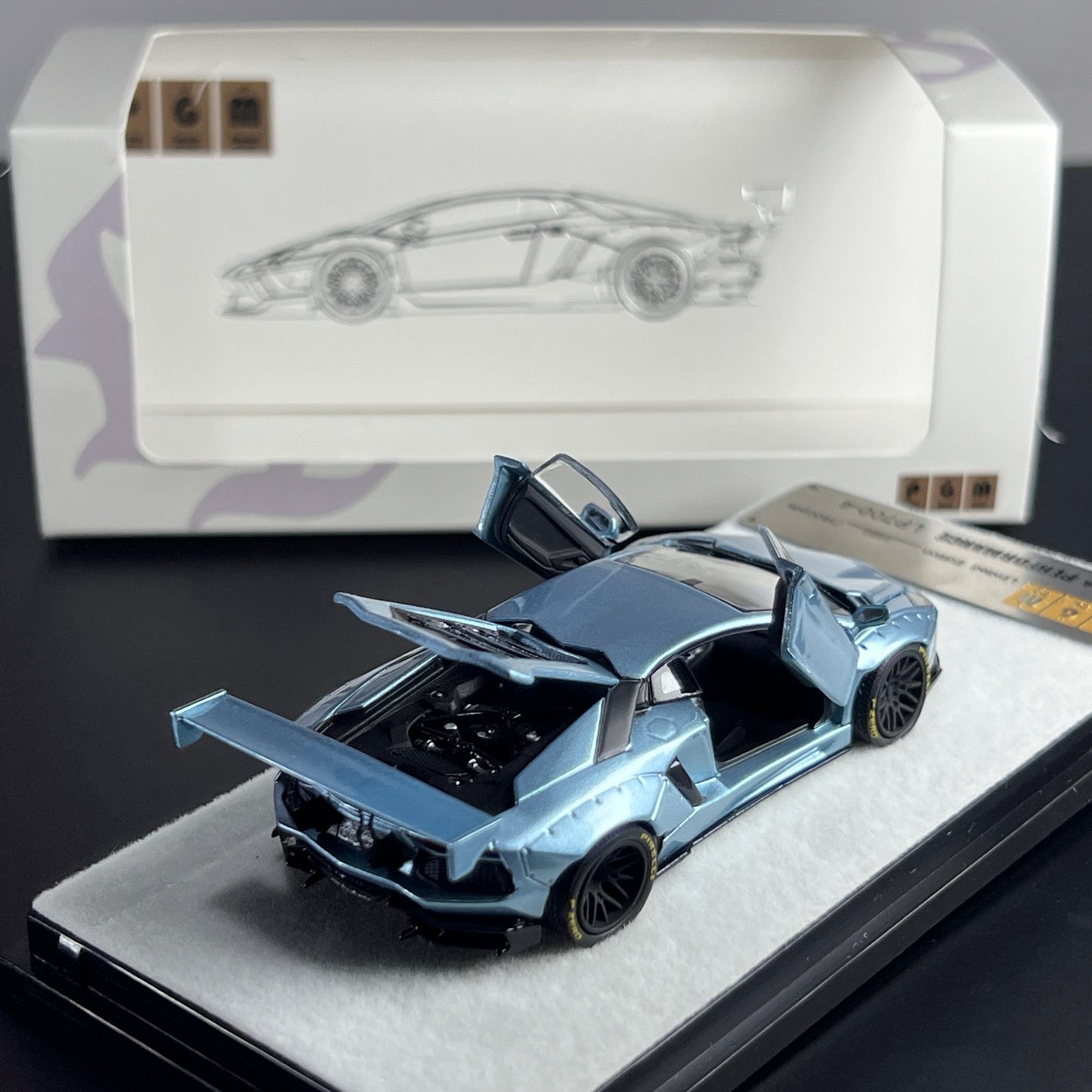 peako model 1/64 PGM LBWK Aventador LP700-4 Ice Blue Limited 1500 pcs rear