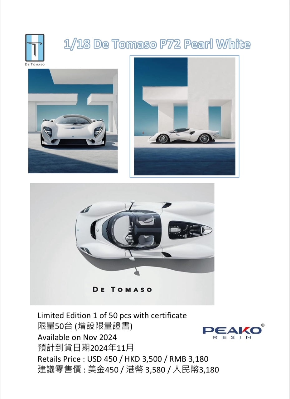 1/18 De Tomaso P72 2024 Pearl White