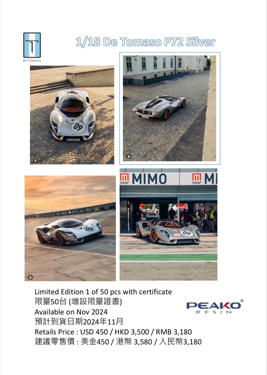 1/18 De Tomaso P72 2024 Silver