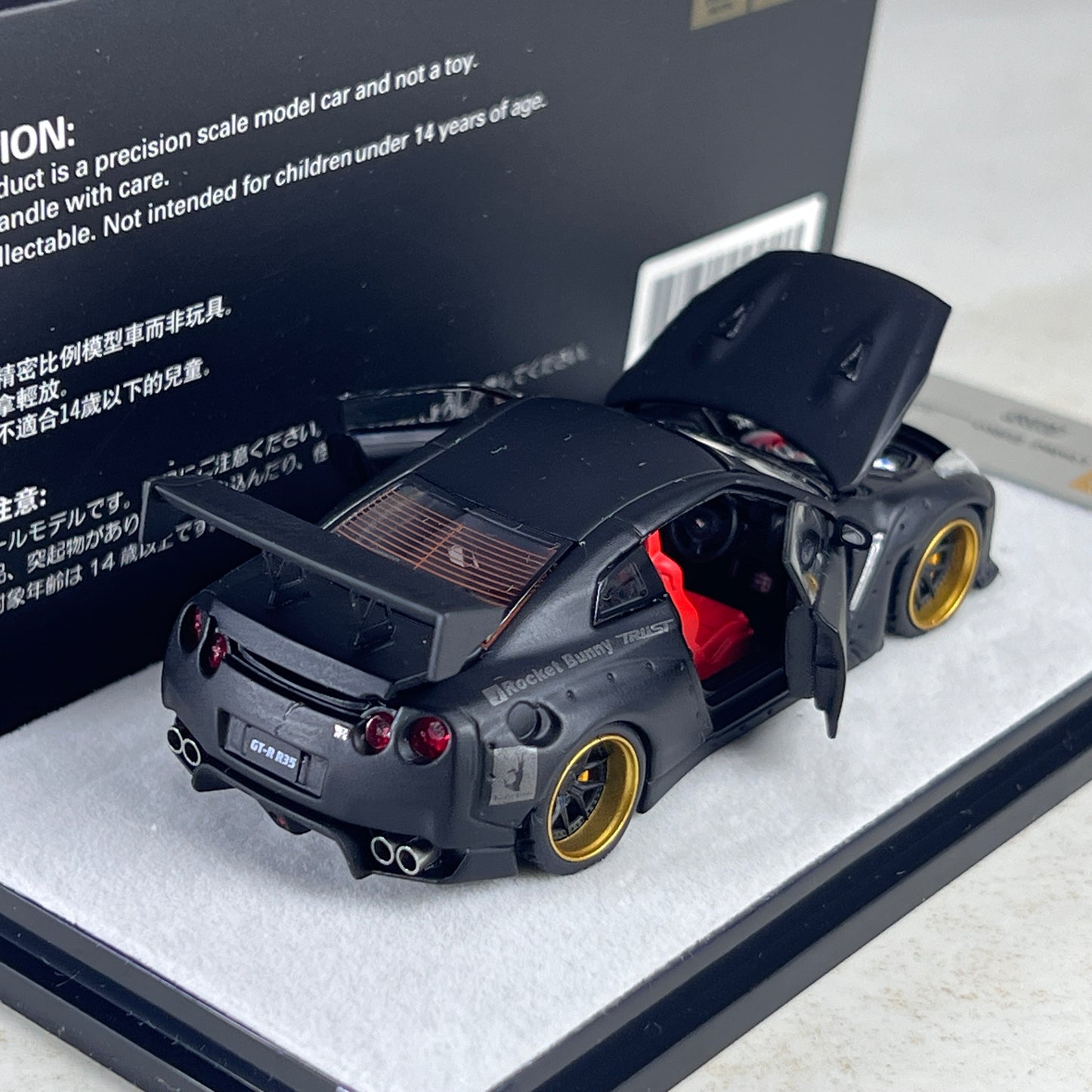 1/64 Scale PGM Nissan GTR R35 Rockey Bunny with Engine Matt Black A
