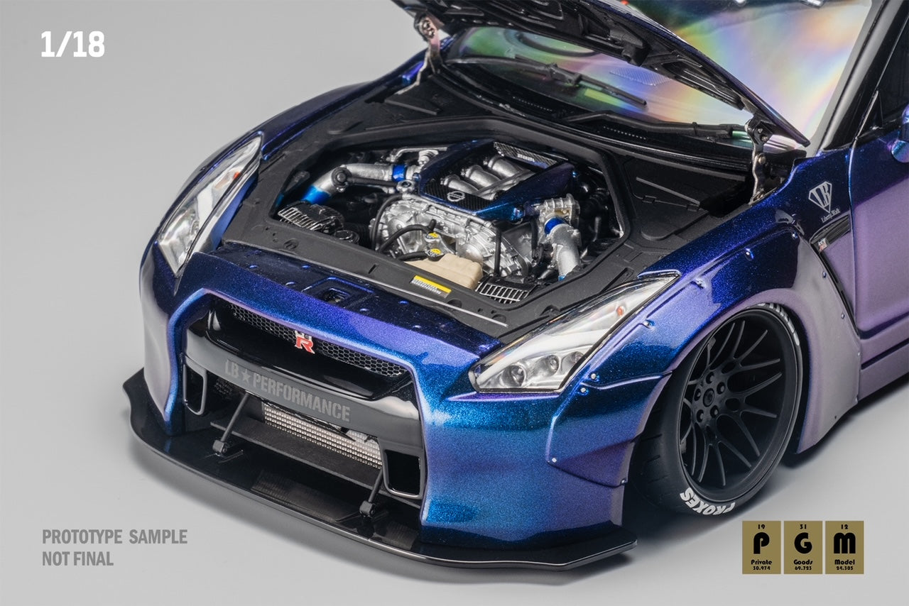 1/18 PGM LBWK Nissan GTR R35 Chameleon Fully Opened Diecast