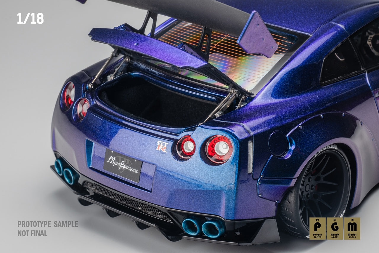 1/18 PGM LBWK Nissan GTR R35 Chameleon Fully Opened Diecast trunk scale model peako