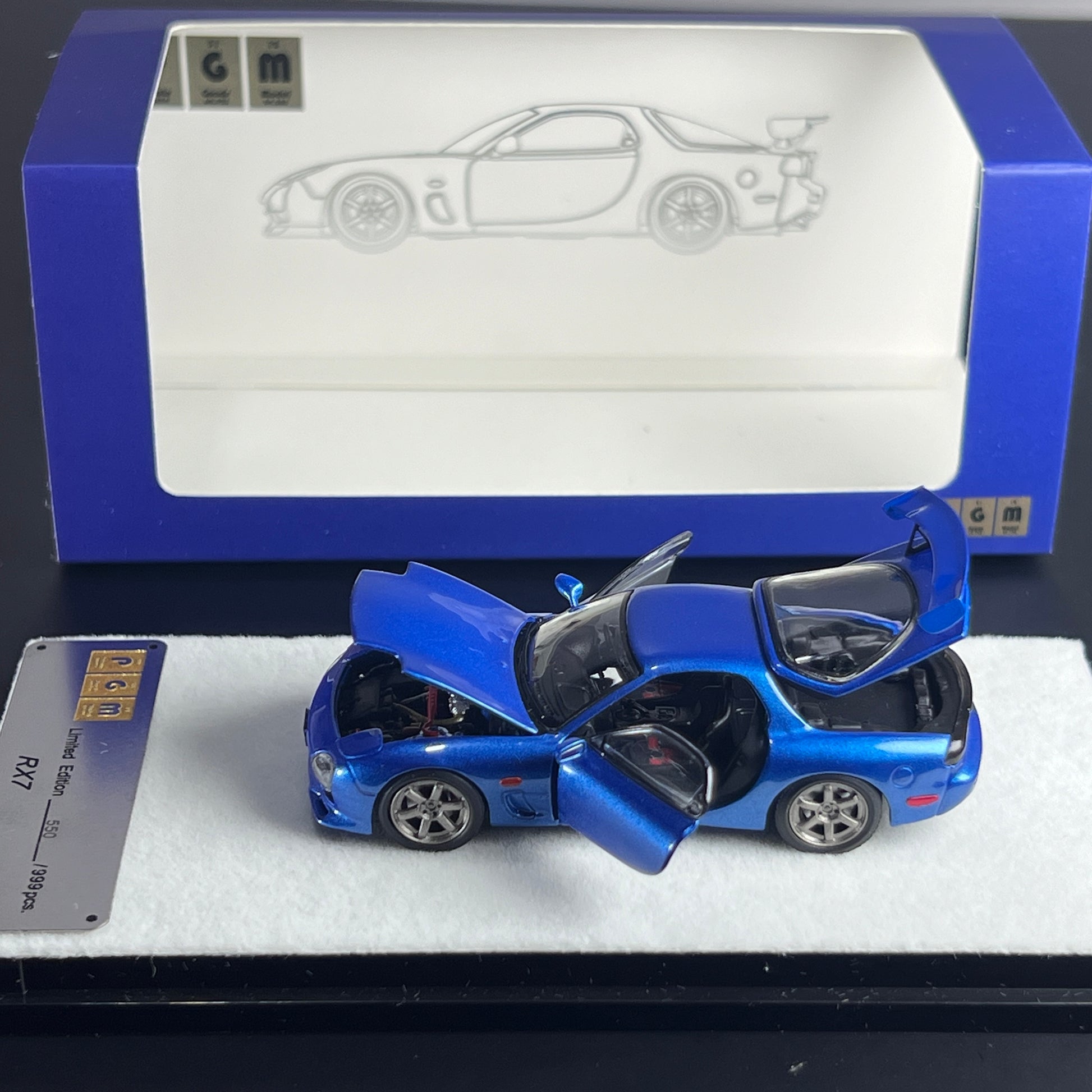 1/64 Scale PGM FD3S RX-7 Blue Metallic Square Box left peako model