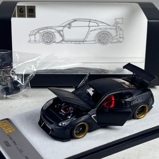 1/64 Scale PGM Nissan GTR R35 Rockey Bunny with Engine Matt Black A